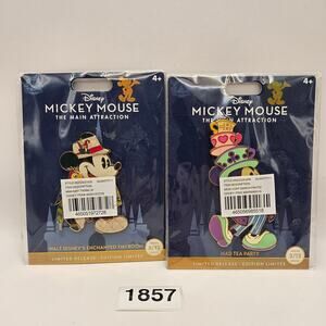 LOT OF 2 - DISNEY MICKEY PIN LIMITED EDITION ENCHANTED TIK + MAD TEA PARTYI
